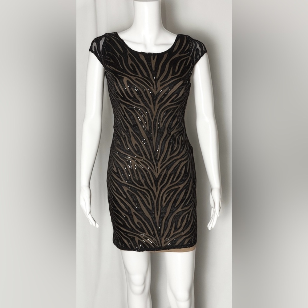 Bailey 44 Black Sequin Bodycon Mini Dress XS